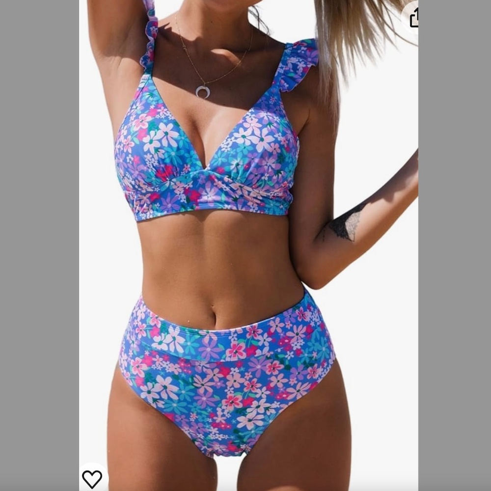 Cupshe Floral Ruffle Bikini Set